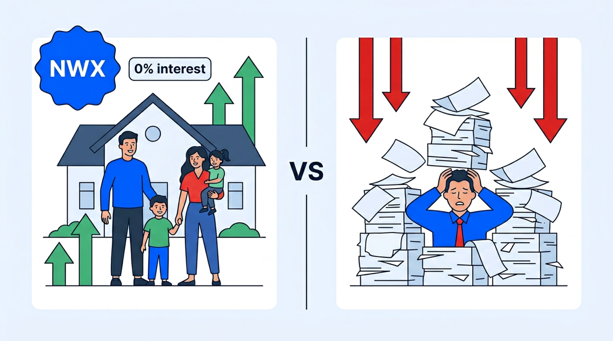 NWX zero interest vs traditional mortgage comparison
